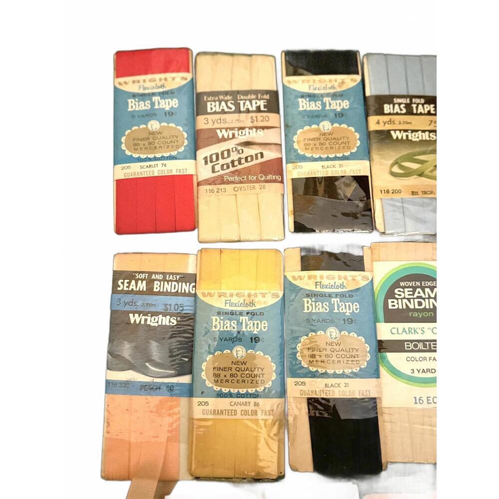 Vintage Sewing Supplies Lot - NEW Bias Tape, Seam Binding, and Zippers - Picture 7 of 9